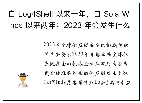 自 Log4Shell 以来一年,自 SolarWinds 以来两年:2023 年会发生什么? 媒体 自 Log4Shell 以来一年,自 SolarWinds 以来两年:2023 年会发生什么? 媒体